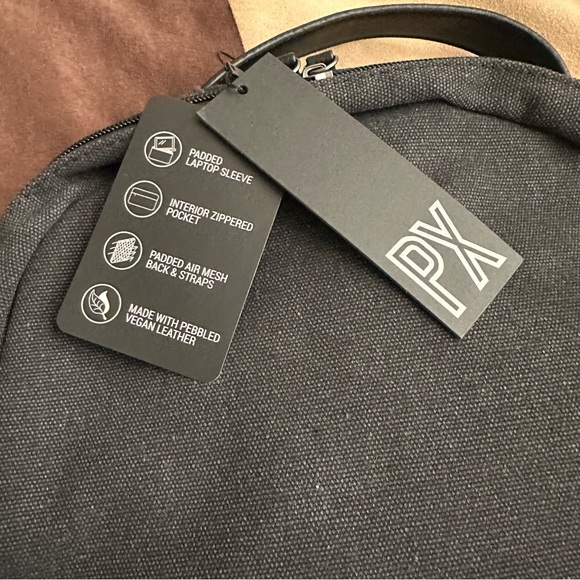 PX Landen backpack black men’s nylon and vegan leather brand new - Picture 2 of 5